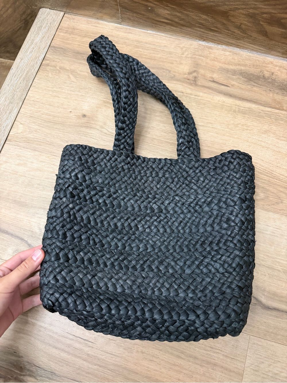 Gianni Black Braided Straw Shoulder Tote Bag